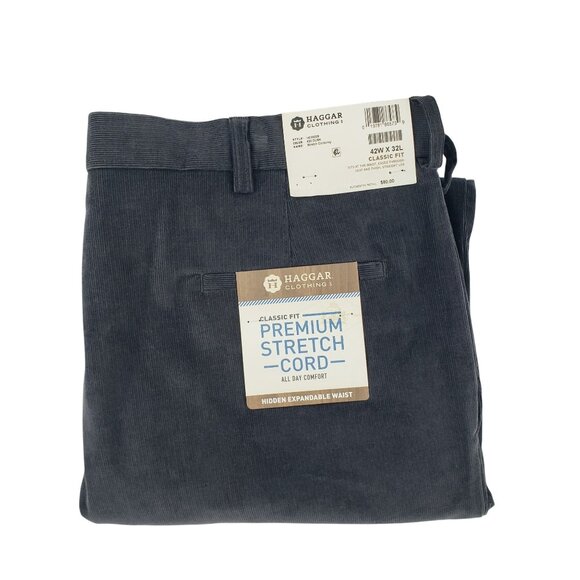 Haggar Other - Haggar Corduroy Pants 42X32 Dusk Gray Classic Fit Stretch Expandable Waist NWT